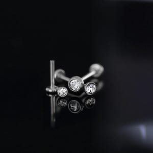20G Tiny Bezel CZ Threadless Push Pin Labret Stud • 316L Surgical Steel • 2mm - 3mm • Tragus stud • Flat Back Earring • Nose Stud
