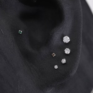 16G/18G/20G • Petit clou d'oreille en labret sans filetage CZ dépoli • 1,5 mm - 3 mm • Clous de tragus • Boucle d'oreille à dos plat • Clou de nez