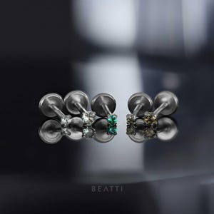 16G/18G/20G • Tiny 1.5mm/2mm Green Ombre · CZ Threadless Push Pin Labret Stud • Green Piercing • Tragus stud • Flat Back Earring