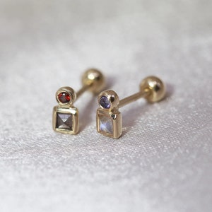 Mira • BEATTI 20G Natural Gemstone Barbell  • 14K Vermeil Piercing  • Gemstone Cartilage Earring • Gemstone Studs