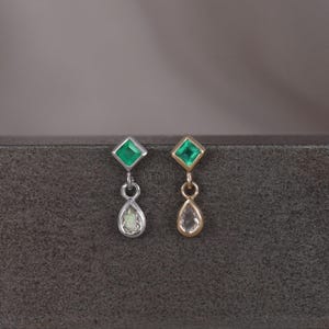 NEW ‣ Rena • BEATTI Green Onyx Labradorite Threadless Ends 925 Sterling Silver 14K Gold Vermeil • Titanium • Dangle Gemstone Piercing