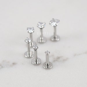 16G Tiny 1.5mm 4mm stud Tragus Earring, Labret studs, Flat Back, Cartilage Earring, Tragus stud, Internal Thread, Lip Studs, Monroe image 5