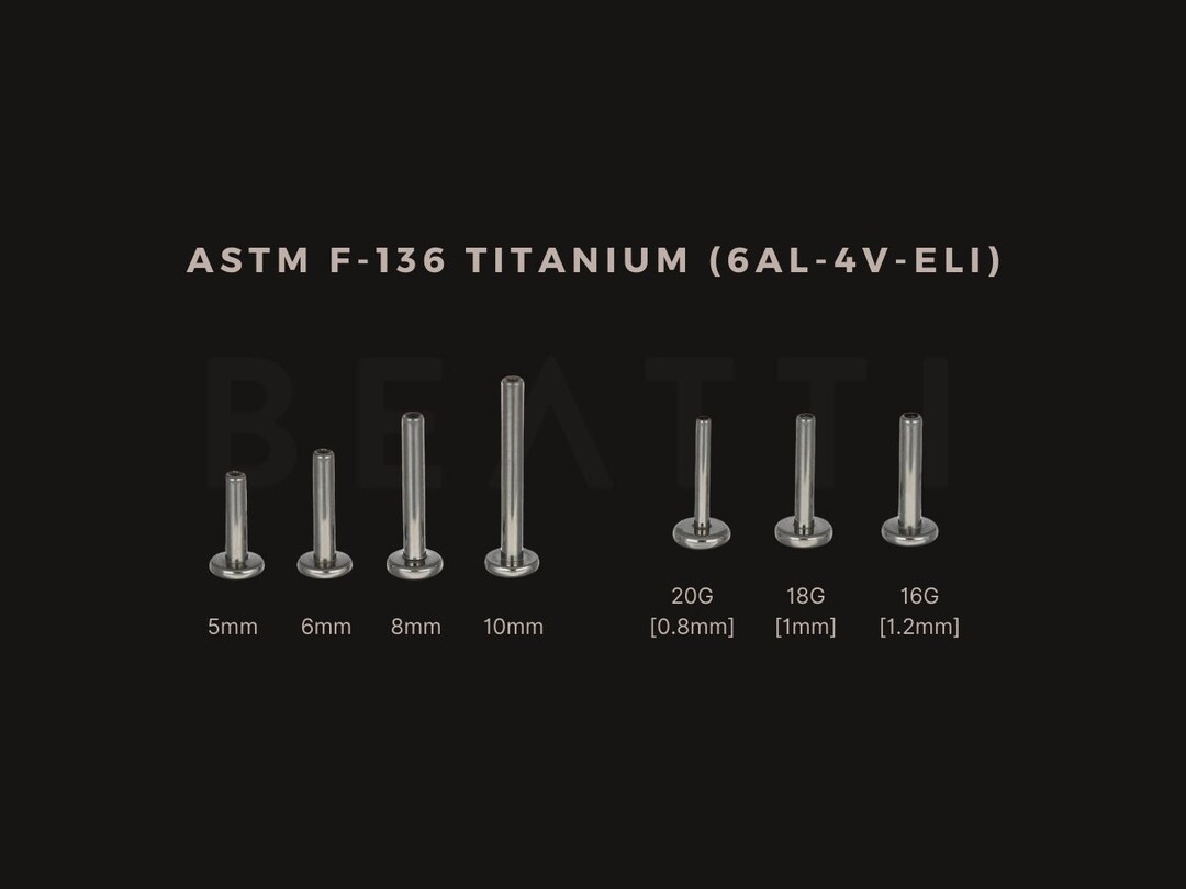 16G/18G/20G • Titanium Threadless Bar Post • Parts and Back ...