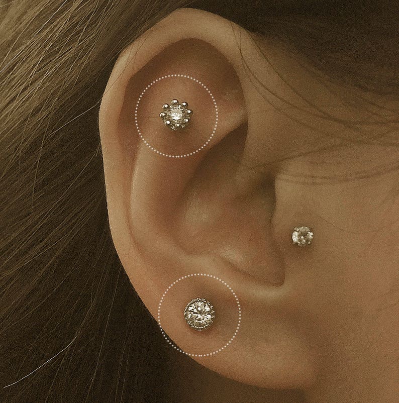 Sparkly CZ piercings 2 styles /Cartilage Earrings/Helix Etsy