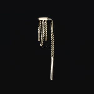 NEW ‣ Cascade Arc Threader • Triple BrillCut Box Chains •  14K Gold Chain Curved Hook Earring • Elegant & Modern Jewelry