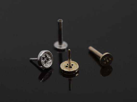 14K Solid Gold Button Labret Stud 14K Internally Threaded Labret 14K Gold Button Piercing Gold Button Tragus Earring