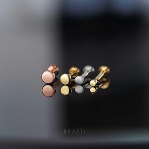 16G / 18G / 20G Tiny Flat Disc Threadless Push Pin Labret Stud • 2mm/2.5mm Tiny Dot Cartilage earring • Tragus stud • Flat Back Earrings