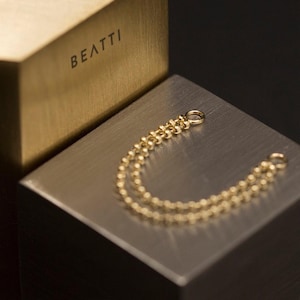 Vicenza 14K Solid Gold Chain Attachement • 14K Gold Linking Chain Connector • 14K Gold Chain Piercing • Beaded Ball Chain Piercing
