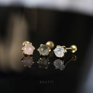 NEW ‣ Nova • BEATTI Natural Gemstone Threadless Ends • 925 Sterling Silver with Gold Vermeil • Titanium Post