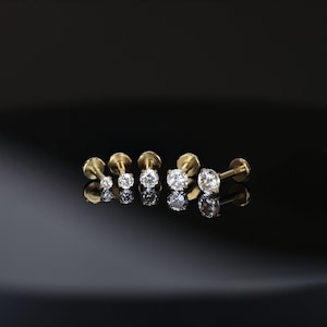 16G Gold 1.5mm - 4mm Cartilage earring/Tragus stud/Internal thread/Lip rings/Monroe/Forward helix