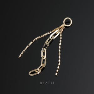 NEW ‣ Viola 14K Solid Gold Chain Charm • Triple Mixed Chain Chain • Dangle Chain Cham • 14K Gold • Intricate Multiple Chain