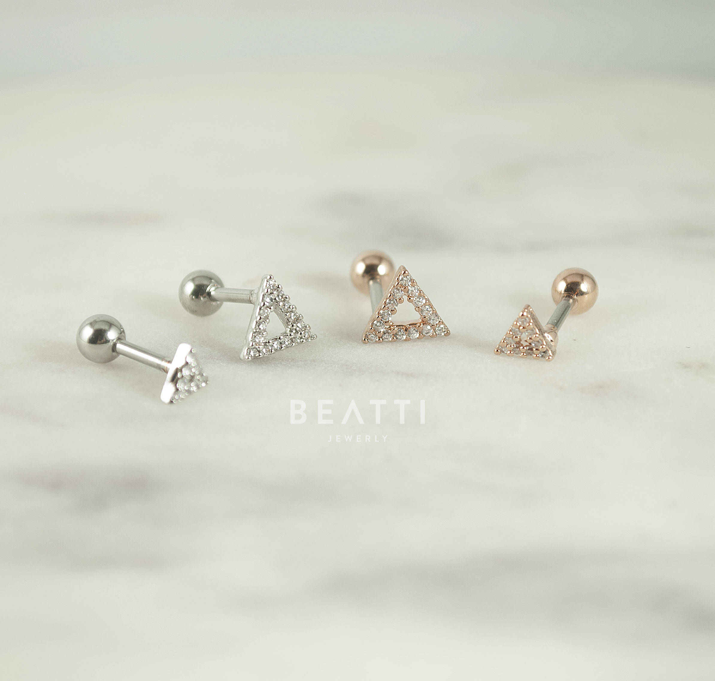 CZ Triangle Piercing/Cartilage earring/Tragus stud/CZ Etsy