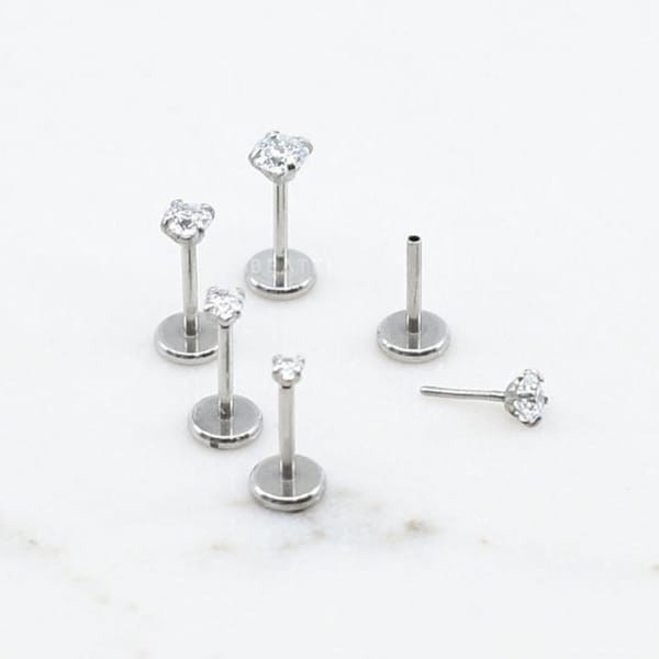 20G •  Tiny Threadless Push Pin Labret Stud • 1.5mm - 3mm • Tragus stud • Flat Back Earring • Nose Stud