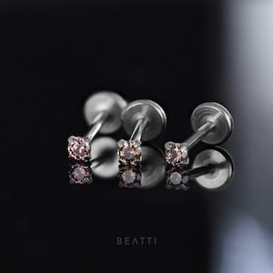 20G/18G • Tiny 1.5mm/2mm Ombre CZ Threadless Push Pin Labret Stud • Ombre Piercing • Color Stone Tragus stud • Flat Back Earring