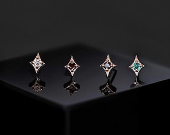 Diamond • Ace of Gems 14K Rose Gold Flatback Stud