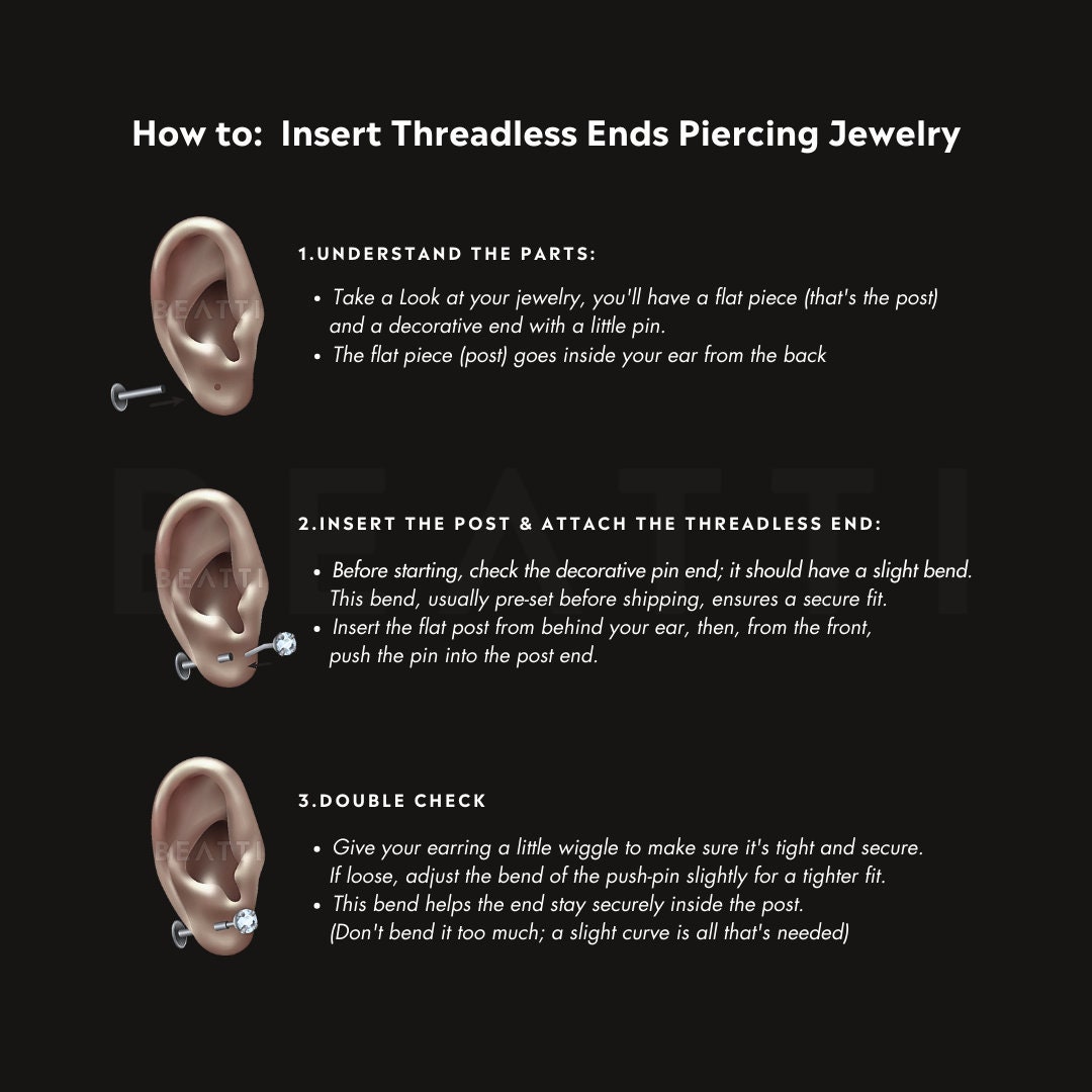 Emma • BEATTI Natural Gemstone Threadless Flat Back Earring  • Tiny Teardrop Gemstone Cartilage Earring • Push Pin Stud