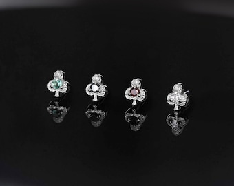 Club • Ace of Gems 14K White Gold Flatback Stud