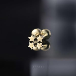 NEW ‣ 14K Solid Gold ∙ ULTRA Tiny Star Labret Stud, 14k Solid Gold Internally Threaded Labret, 14K Gold Star Labret