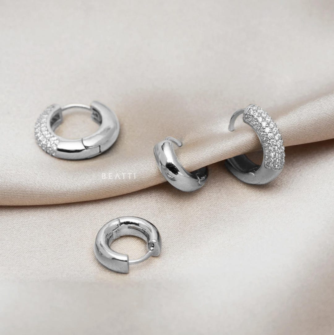 Mini Domed Huggie Hoops Pale Gold