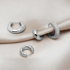 NEW • Mini Bold Huggie Hoops • 14K Gold plated Chunky Huggie Hoops • Ice Pave Huggie Hoops