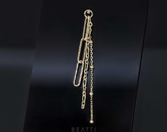 Fino • 14K Solid Gold Triple Mixed Chain Charm