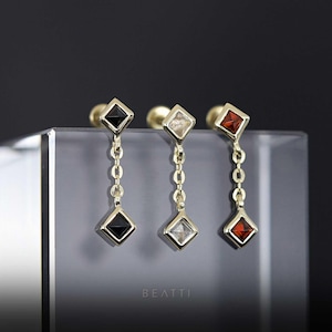 Daphne • BEATTI Natural Gemstone Threadless Flat Back Earring  • Gemstone Cartilage Earring • Push Pin Stud