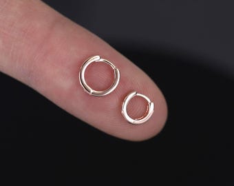 Tiny Huggie Hoop • 4.5mm / 6mm Cartilage Hoop • 925 Sterling Silver • 14K Gold Plated