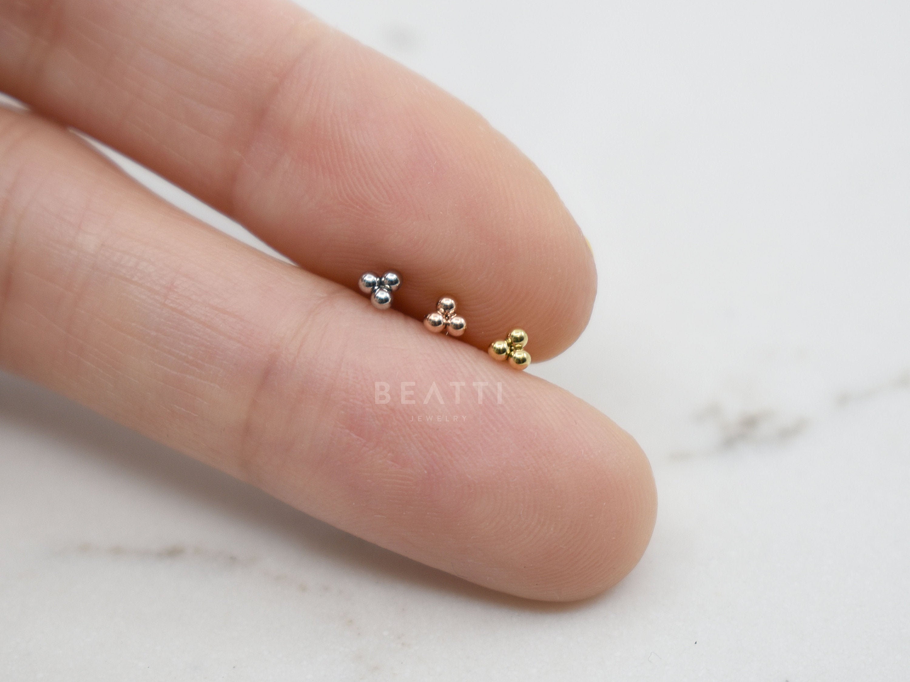 16g Super Tiny Tribead Cartilage Earring Internally Threaded Etsy 16g Super Tiny Tribead Cartilage Earring Internally Threaded Etsy