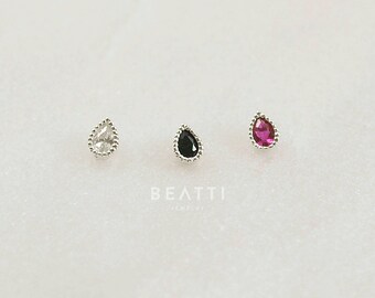 Tiny Teardrop Piercing, 925 silver, 19 Gauge, Cartilage earring, Tragus stud, Tragus earring, Helix, tiniest stud, ball screw earring