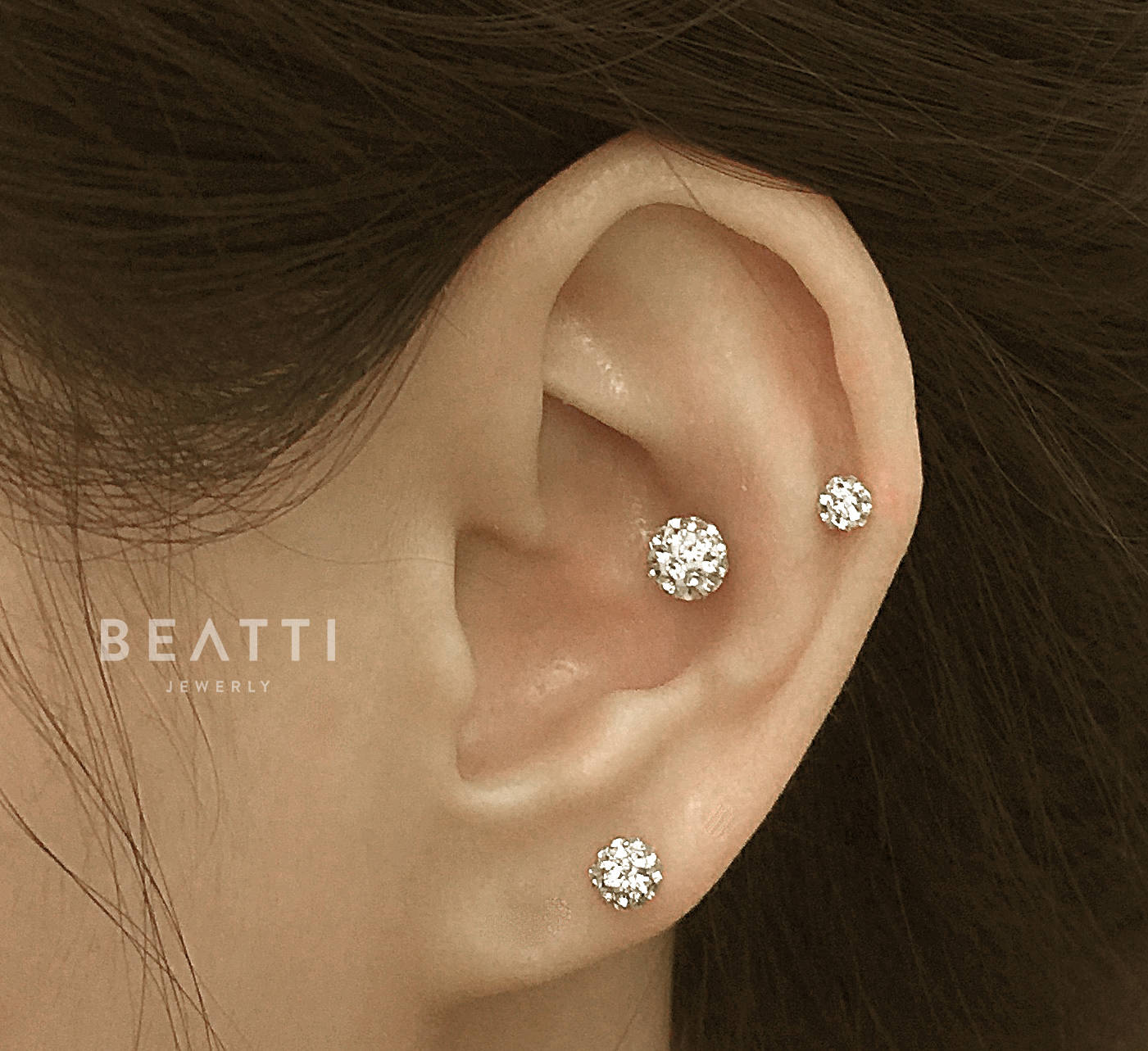 Crystal ball Piercing/Tragus Earring/Cartilage earring /Tragus Etsy