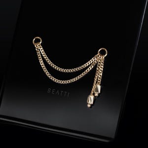 UPGRADED • Vicenza 'Chicor' 14K Solid Gold Double Dangle Chain • 14K Gold Cartilage Piercing & Chain Attachment