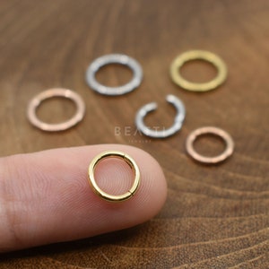 16G/18G Tiny Cartilage Hoop Seamless Hinged Clicker Hoop Cartilage Hoop 316L SS Daith Earring Clicker Helix earring Segment Ring image 6