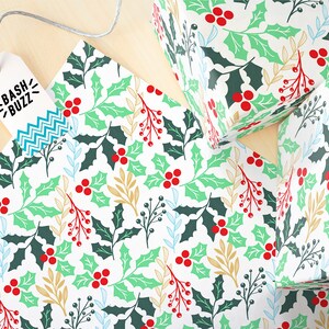 Christmas Foliage Wrapping Paper, Christmas wrapping paper roll,Christmas Wreath Gift Wrap, Winter Leafs