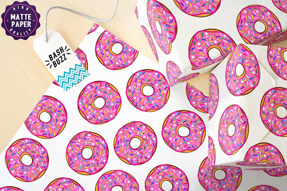 Donut Wrapping Paper, donut gift wrap, donut gift, donut birhtday gift, donut gift wrapping roll, donut party, donut birthday party, donut