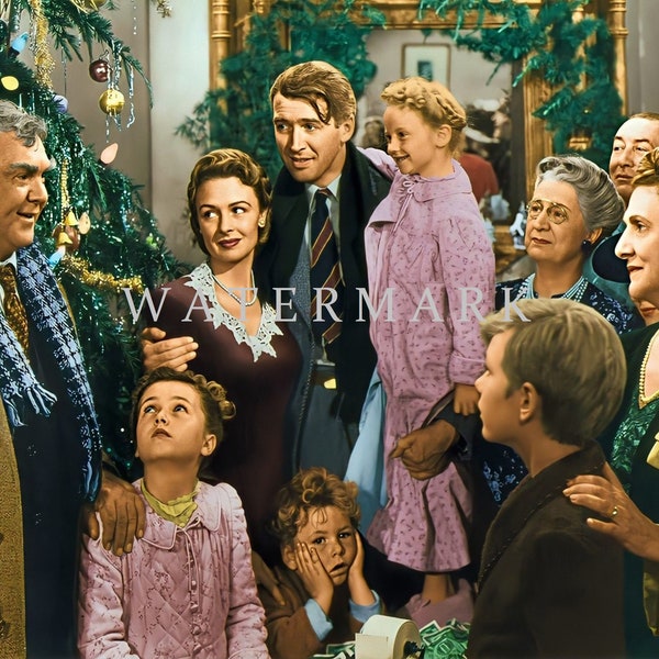 Custom DIGITAL DOWNLOAD Colorized and Restored Digital Oil Painting from the Classic Christmas Movie It's a Wonderful Life