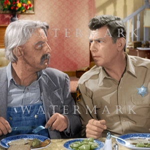 The Andy Griffith Show Custom 8x10 COLORIZED Photo - Andy and Mr. Darling at Supper