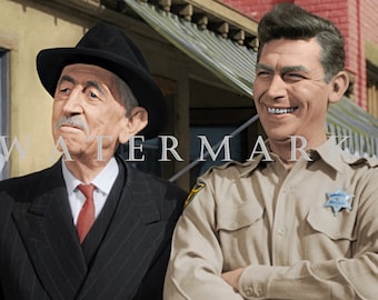 The Andy Griffith Show DIGITAL DOWNLOAD Custom COLORIZED Digital Photo - Andy and Ben Weaver