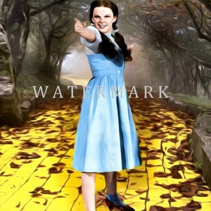 Custom DIGITAL DOWNLOAD Colorized &quot;Digital Oil Painting&quot; of Judy Garland as Dorothy from the Wizard of Oz