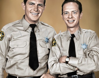 The Andy Griffith Show DIGITAL DOWNLOAD Custom COLORIZED Digital Photo - Andy Taylor and Barney Fife