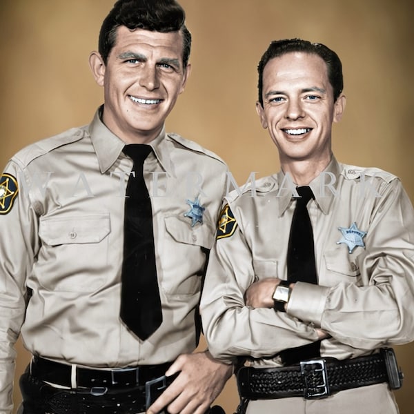 The Andy Griffith Show DIGITAL DOWNLOAD Custom COLORIZED Digital Photo - Andy Taylor and Barney Fife