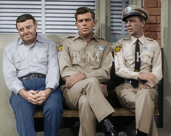 The Andy Griffith Show DIGITAL DOWNLOAD Custom COLORIZED Digital Photo - Andy, Barney and Mr. Schwamp