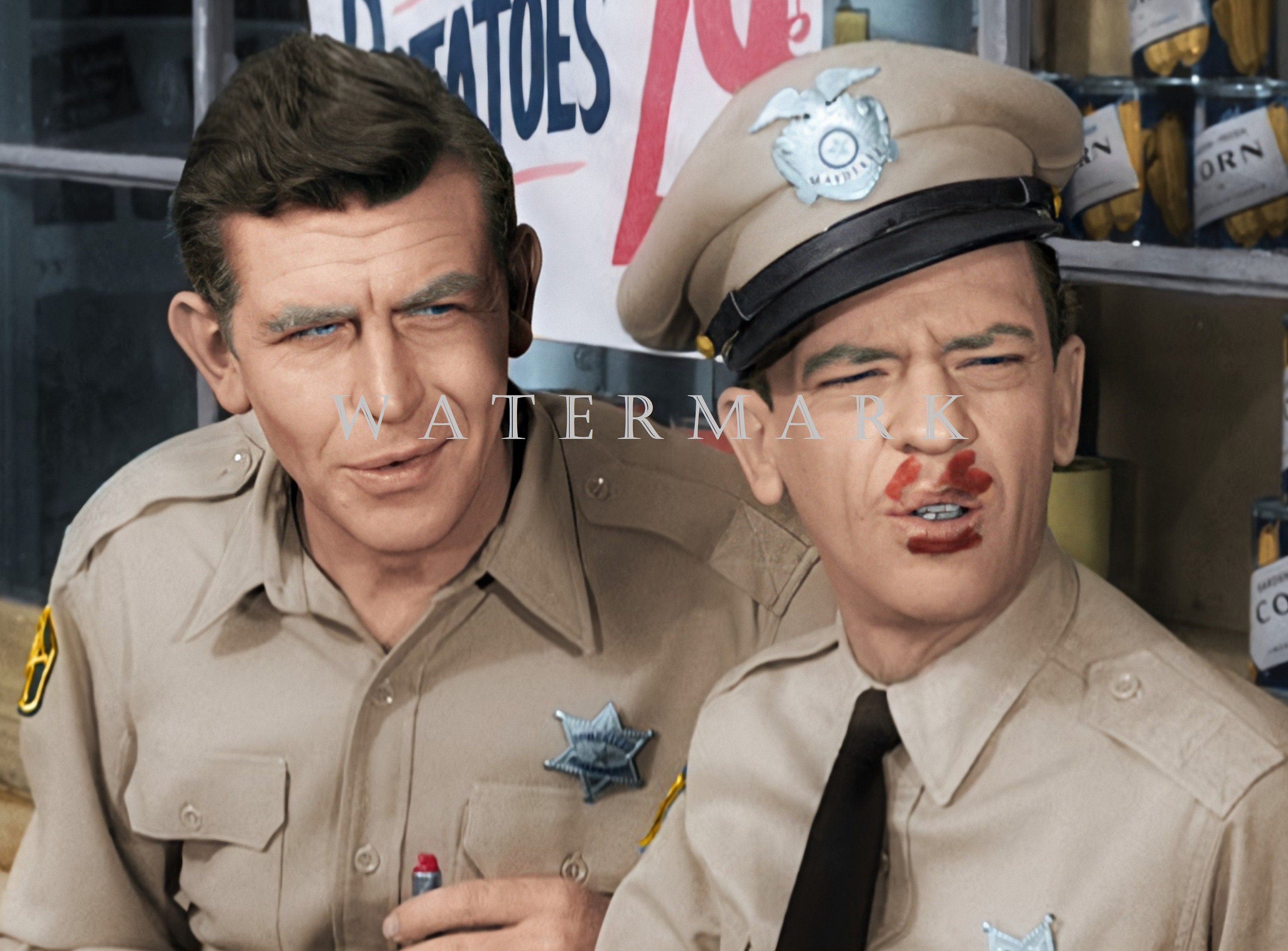 The Andy Griffith Show DIGITAL DOWNLOAD Custom COLORIZED Digital Photo Andy Taylor and Barney