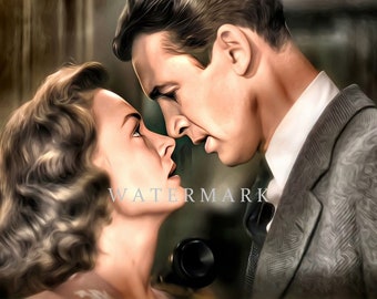 Custom Digital Oil Painting from the Classic Christmas Movie It's a Wonderful Life - Jimmy Stewart - Donna Reed - DIGITAL DOWNLOAD