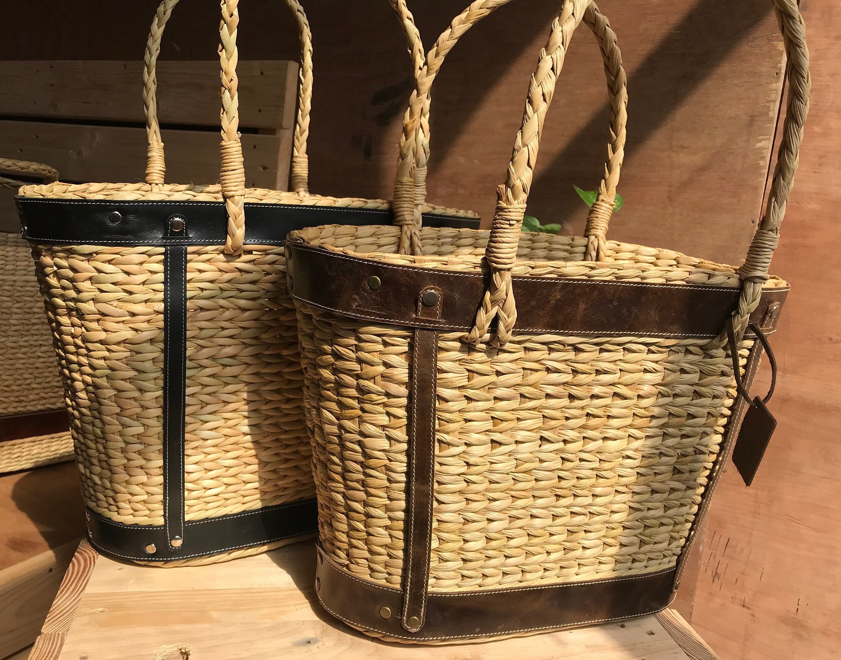 Natural Straw Handmade Straw Basket Sea Grass Basket Beach Etsy