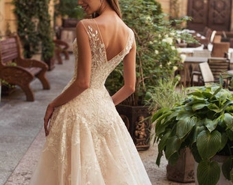 Drop Waist Wedding Dress Etsy