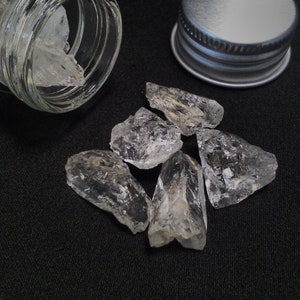 Thumbnail-Sized Quartz Crystals in Glass Jar 1304xNY