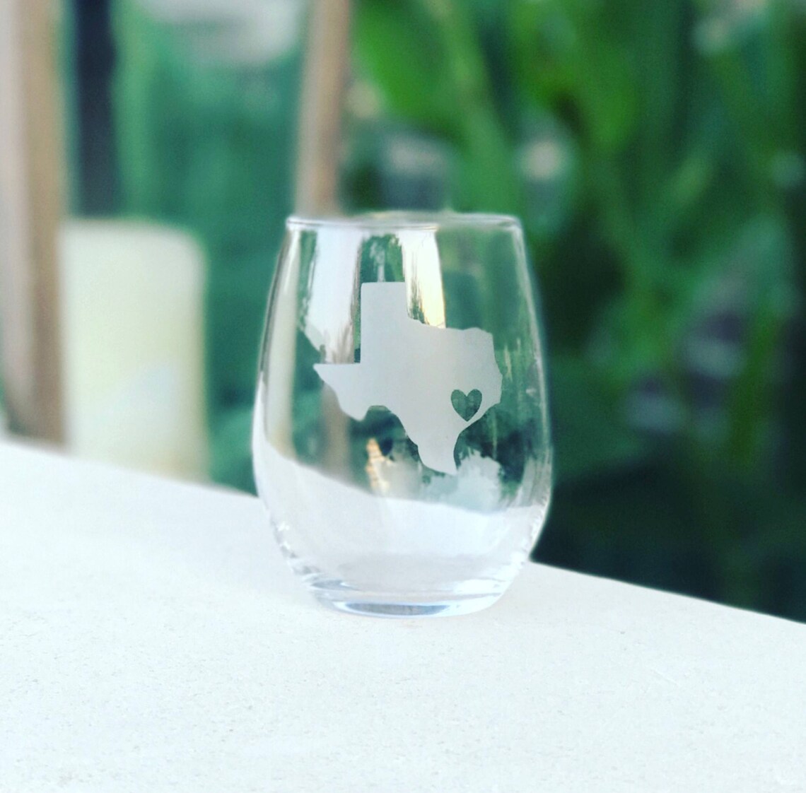 Etched Houston Texas Heart Stemless Wine Glass/ State Glass/ Etsy
