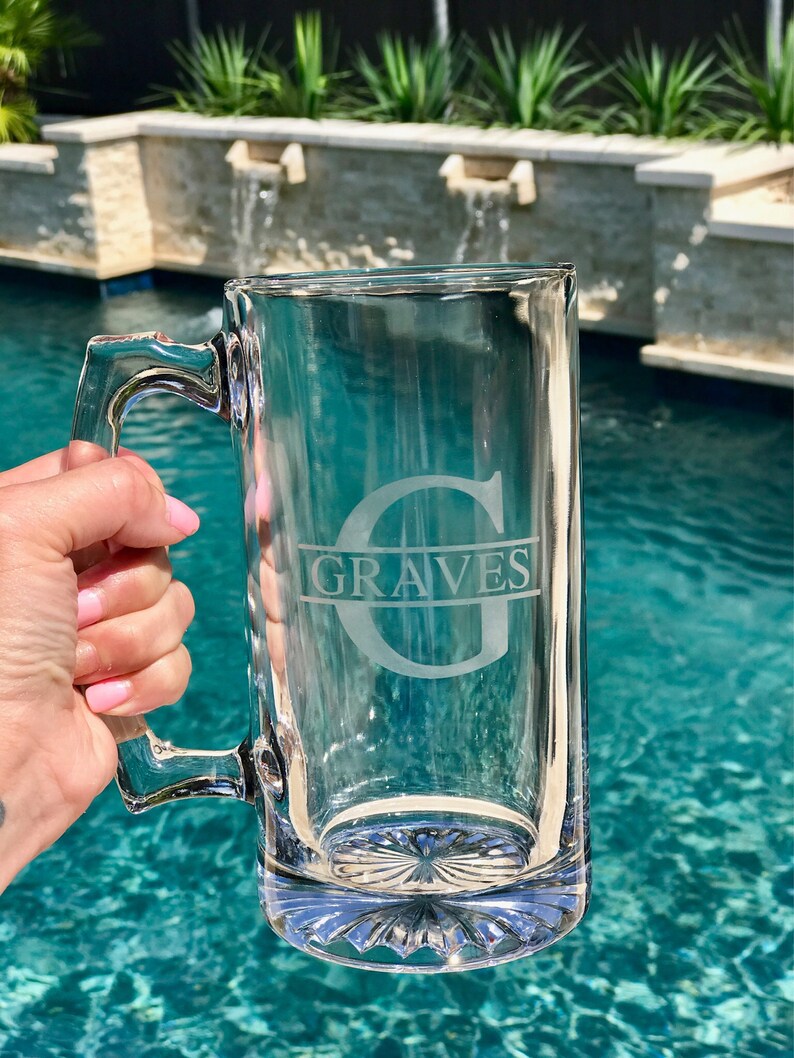 Monogram Beer Mug Personalized Beer Mug Custom Beer Mug Etsy