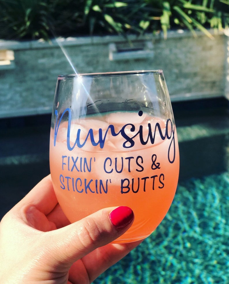 Nursing Wine glass Nurse wine glass Nurses cocktail glass Etsy