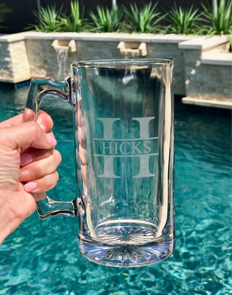 Monogram Beer Mug Personalized Beer Mug Custom Beer Mug Etsy